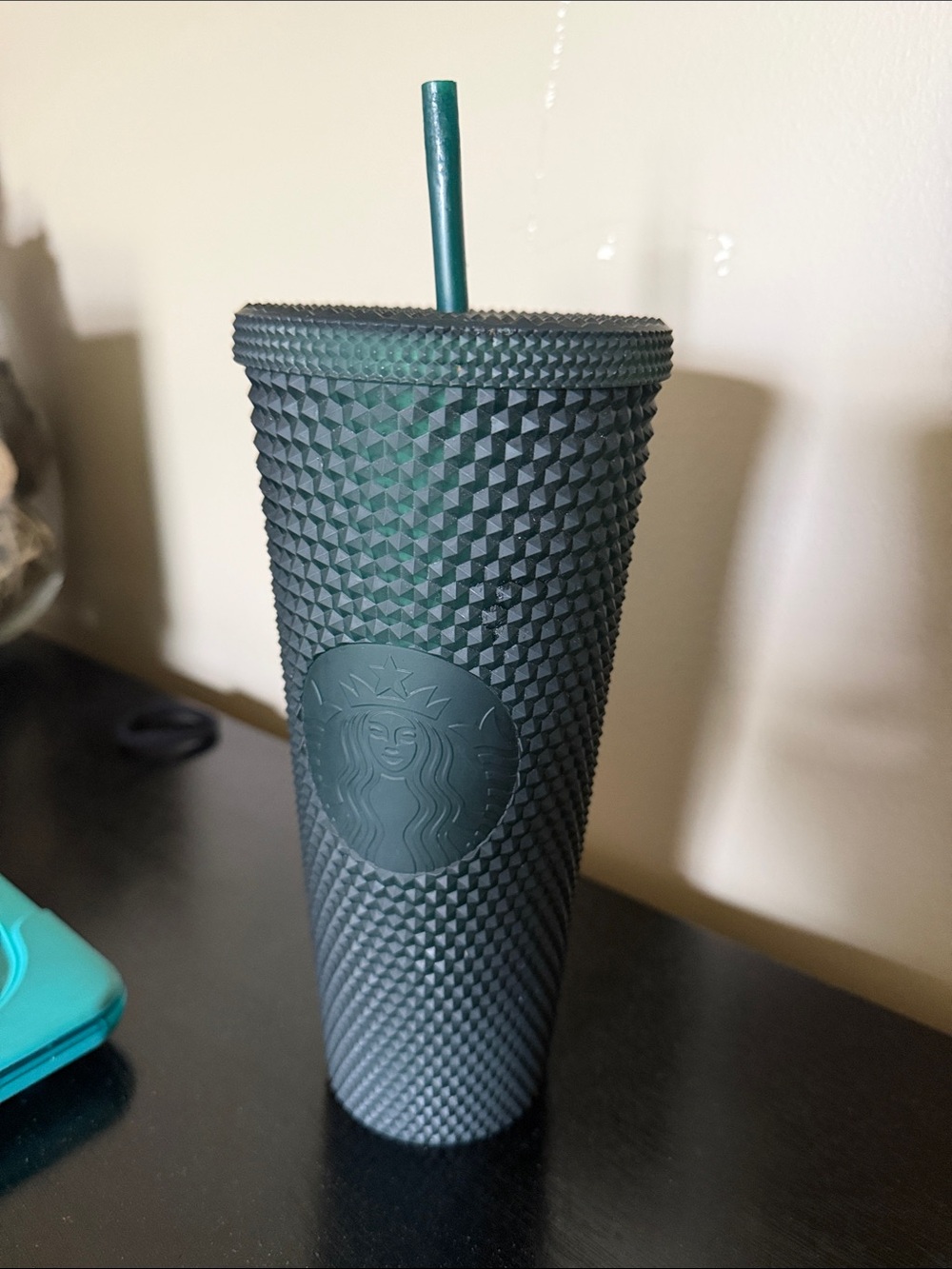 Starbucks Matte Dark Teal Studded Reusable Tumbler with Straw-